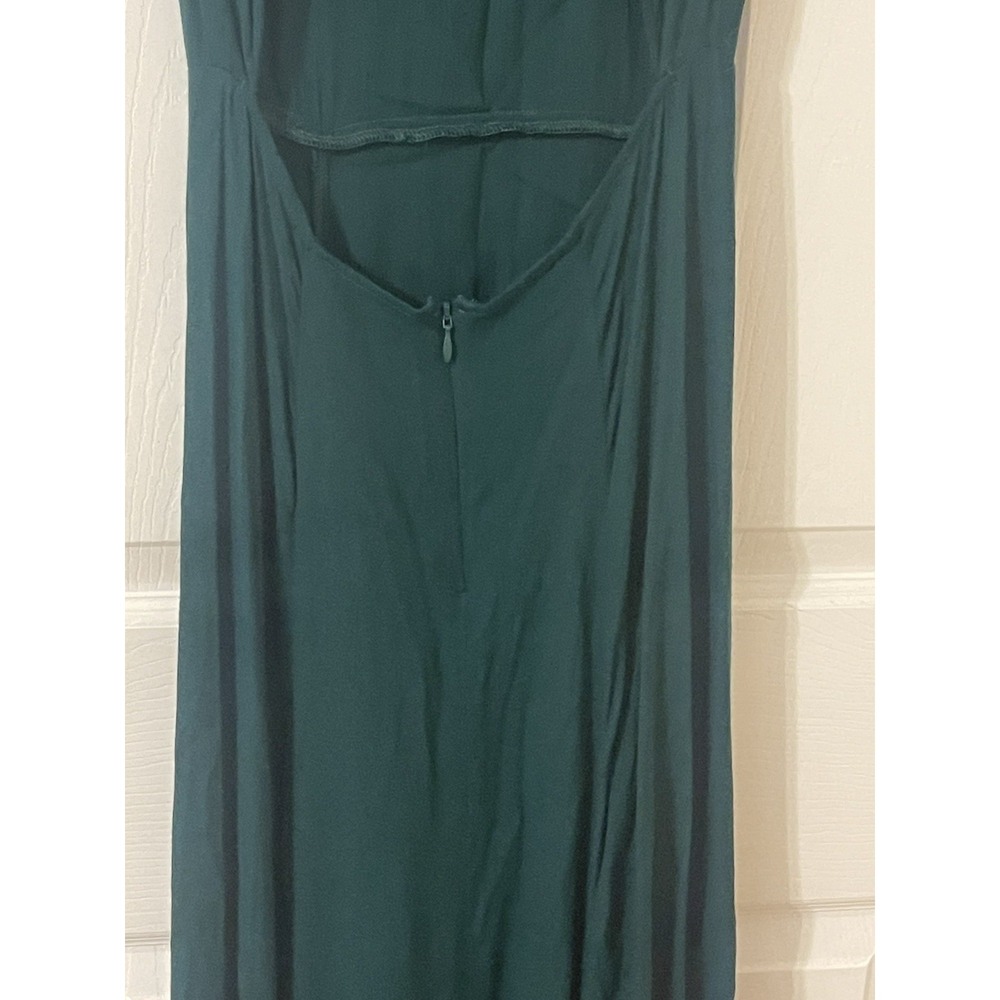 Reformation Gavin in Dark Green Cutout Back Side Slit Crepe Midi Dress  Size 0 - Picture 4 of 13